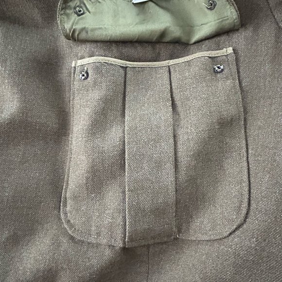 Vintage 60s Cropped Lined Wool Button Up Oversized Menswear Military Coa… - Picture 10 of 13